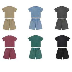 Ensemble t-shirt et short unisexe surdimensionné personnalisé de 2 pièces design hip hop ensemble t-shirt et short vintage délavés à l'acide pour hommes - Product Image 1
