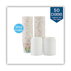 Gobelets et couvercles en papier Dixie PerfecTouch, 10 oz, multicolores, 50 gobelets et couvercles/paquet (5310COMBO600) - Product Image 2
