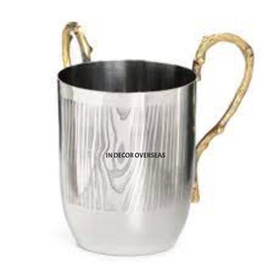 Silver Shiny Polished Luxurious Quality Metal Fancy Drinkware <b>Mug</b> With Gold Plated Flowers Designer Handles In Impressive Price - Product Image 6
