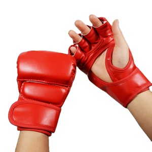 ถุงมือฝึกซ้อม MMA แบบครึ่งนิ้วหนังแท้สั่งทำขายส่ง พร้อมคุณสมบัติซับเหงื่อและสายรัดแบบ Hook & Loop สำหรับการชกมวย - Product Image 1