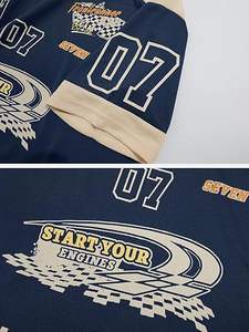 T-shirt personnalisé à col montant, motif graphique, 100 % coton, coupe courte et oversize, épaules tombantes pour homme - Product Image 4