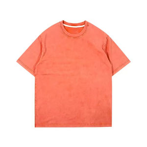 T-shirt personnalisé délavé à l'acide 100 % coton vintage col rond coupe ample - Product Image 1