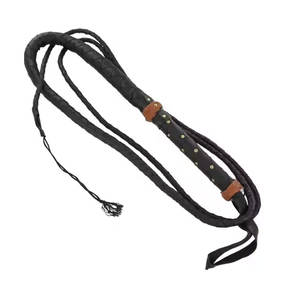 Látigo hecho a mano personalizado de alta calidad 04 a 16 pies de longitud 16 trenzas de cuero de vaca látigo vientre refuerzo trenzado Flexible - Product Image 2