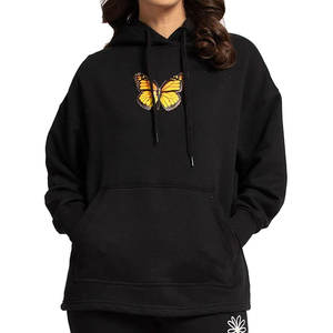 Sudadera con capucha de cuello redondo personalizada con logotipo bordado para mujer sudadera informal de cuello redondo de algodón de gran tamaño y sudaderas con capucha - Product Image 1
