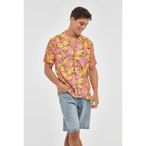 Camicia hawaiana rosa da uomo con disegno a teschio comico - Product Image 4
