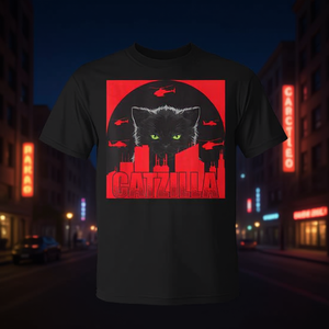 T-shirt Catzilla avec motif de chat japonais, design promotionnel pour les amoureux des chats - Product Image 3