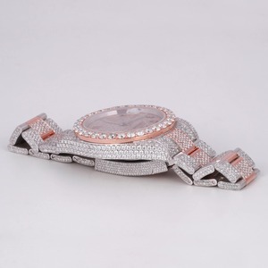 Reloj de diamantes de moissanita de Hip Hop para hombre, chapado en oro plateado, piedras de claridad VVS, esfera de cristal, diseño de anillo hecho a mano con ventana - Product Image 3