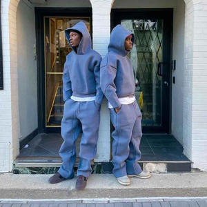 Vente en gros de nouveaux sweats à capuche surdimensionnés de couleur unie personnalisés Oem 2025 sans cordes sweats à capuche en coton épais imprimé bouffant pour hommes - Product Image 3