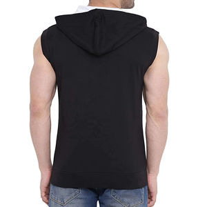 <b>Men's</b> Slim Fit Summer <b>Sleeveless</b> <b>Hoodie</b> Designer Print Zipper Jacket in Solid Color-XS to 3XL - Product Image 2