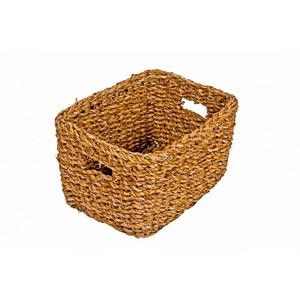 Eco Friendly Handmade water hyacinth rattan bin seagrass woven <b>storage</b> basket with handle made in Bangladesh - Product Image 1