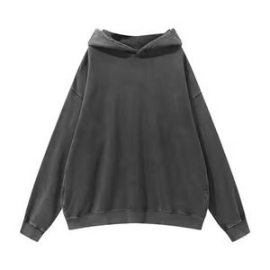 Sudadera con capucha lavada con ácido de gran tamaño Fabricante OEM Sudadera con capucha de algodón 100% personalizada en blanco Sudadera con capucha lavada vintage de peso pesado de alta calidad - Product Image 1