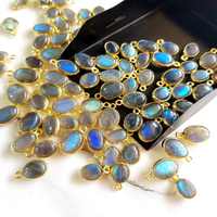 Labradorite Pierre Naturelle Charm Boucle Simple Fantaisie Plaqué Or Lunette DIY Collier Fabrication de Bijoux Connecteur Accessoires