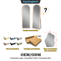 Miroir sur pied de luxe en forme d'arche baroque avec éclairage LED, miroir de maquillage pour la décoration de la maison, salon, chambre à coucher, salle de bain