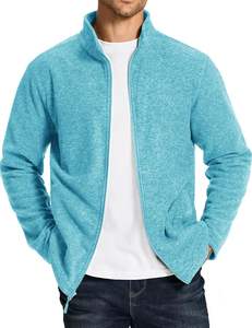 Solid Color Zippered Oversized Men's Jacket Full Zip Lightweight Jacket Casual Soft Warm Coats with Pockets - Product Image 3