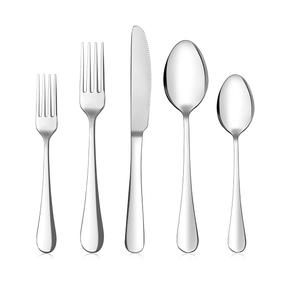 Juego de Cubiertos de Metal plateado de gran calidad con mango único para hoteles y restaurantes, juegos de cubiertos para comer comida - Product Image 1