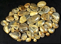Vente en gros de cabochons en cristal de rutile doré naturel Radha Arts, formes variées, pour la fabrication de bijoux en argent