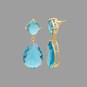 925 Sterling Silver Blue Topaz Hydro <b>Earrings</b> 18K Gold Plated <b>Fashion</b> <b>Drop</b> <b>Earrings</b> For Women - Product Image 6