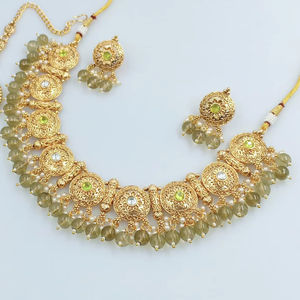 INDIAN TRADITIONAL and FASHIONABLE <b>COPPER</b> JEWELLERY BRIDAL WEDDING JEWELLERY SET for WOMEN EARRINGS and <b>NECKLACE</b> SET - Product Image 1