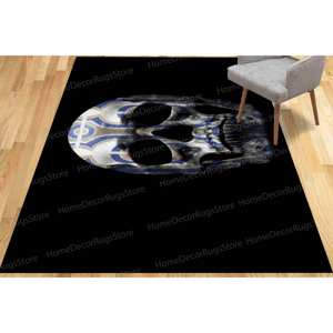 Abstract Skull Printed <b>Rug</b> - Unique Design for Modern Spaces,Luxury Velvet <b>Rug</b> - Product Image 3