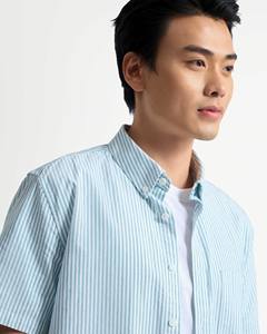 100% Premium Cotton Men's Casual Short-Sleeve Striped <b>Shirt</b> with <b>Button</b> Down Collar Autumn Fitted Style by Routine Vietnam - Product Image 2