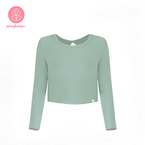 Cut-out Back Long Sleeve <b>Mesh</b> Cover-up yoga wear set women - Product Image 5