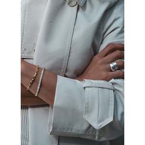 Bague Ouverte Argentée Tendance Française, Style Coréen Superposé Ellipse Non Creuse avec Incrustation de Diamant Taille Princesse – Cadeau - Product Image 4
