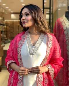 ปากีสถาน 3 ชิ้นยาวกระจาย Kurti กางเกง Dupatta ชุดผู้หญิงอินเดียDesigner Salwar Kameez Readymadeงานรื่นเริงชาติพันธุ์ - Product Image 5
