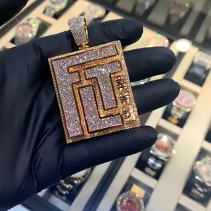 Bijoux rappeur en argent sterling 925 avec pendentif et chaîne à breloques en moissanite blanche glacée Bijoux fins avec diamant blanc et style glacé - Product Image 6