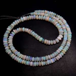 Natural Australian Opal Smooth Roundel Shape Beads Natural Multi Fire Opal Beads Australian Opal Gemstones Beads 3X6MM 19''Inch - Product Image 1