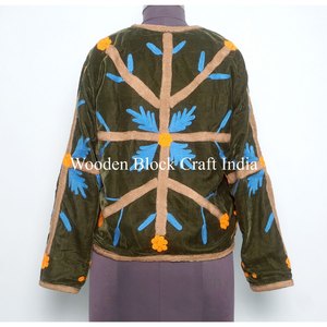 Suzani <b>Velvet</b> Embroidery Autumn Winter Button <b>velvet</b> Quilted Eco-Friendly 100% Cotton <b>Jacket</b> Wholesale Price Coat Long Sleeves - Product Image 5
