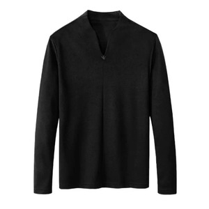 T-shirts pour hommes de haute qualité pour l'été T-shirts respirants hommes chemise thermique mince nouveau col en v à manches longues élastique hauts confortables - Product Image 5