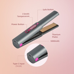 Customized Cordless Rechargeable <strong>Hair</strong> Straightening Trending Shiny Mini Wireless Ceramic Titanium <strong>Hair</strong> Iron <strong>Straightener</strong> - Product Image 5