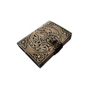 Fait à la main ancien Look arbre rond de vie ancien en relief charbon de bois en cuir véritable couverture rigide en laiton Antique C-Lock carnet de notes - Product Image 4