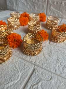 เชิงเทียนสำหรับตกแต่งแบบ2อิน1ที่วางเทียนทีไลท์ประดับมุกและระฆังแวววาวที่วางเทียนหอมสำหรับงานแต่งงานของอินเดีย - Product Image 3