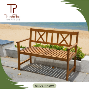 Chaise de jardin extérieure en bois finition huilée moderne contemporaine banc de repos pour salon Villa parc cour hôtel ferme - Product Image 1