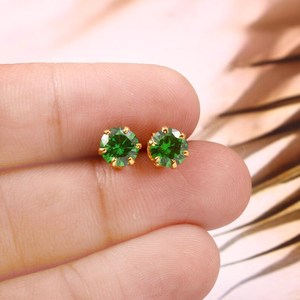 ต่างหูทรงกลมสีเขียวสไตล์โคลอมเบียสำหรับเจ้าสาวต่างหูพลอยสีเขียวเครื่องประดับสำหรับงานแต่งงาน925ของขวัญเงินสเตอร์ลิง - Product Image 4