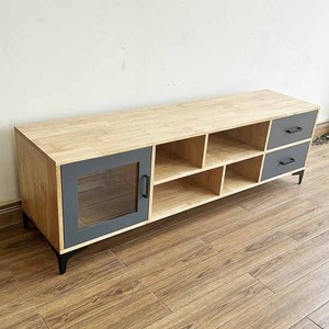 Meuble TV de Luxe Ministral KTV68098 en Bois Naturel avec Pieds en Fer, Console TV Électrique pour Salon ou Ferme - Product Image 5