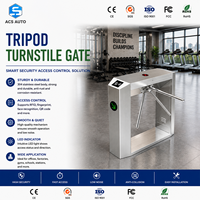 Tourniquet trépied haute sécurité ACS AUTO avec lecteur de code QR, barrière pivotante pour contrôle d'accès, idéal pour les gymnases et les bureaux