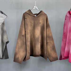 Poids lourds lavé à l'acide blanc Vintage lavage à l'acide sweat à capuche logo personnalisé Boxy Fit vierge en gros sweats à capuche surdimensionnés vêtements pour hommes - Product Image 1