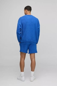 Conjunto de chándales cortos de punto de ajuste cuadrado de gran tamaño para hombre a la moda, ropa informal transpirable de primera calidad, chándales para hombre - Product Image 2