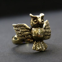 Nouvel arrivage de bagues de hibou plaquées or 18 carats étanches bagues de doigt en laiton pour femmes/hommes bijoux de mode gravés avec nom personnalisé