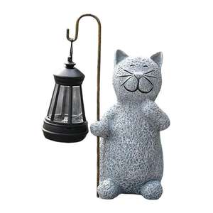 Lámpara Solar decorativa de gato sólido, exhibición de jardín de césped de granja, escultura sólida hecha a mano y lámpara elegante de exhibición - Product Image 2