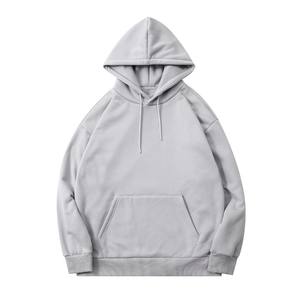 OEM customized logo embroidery design <b>men's</b> winter hoodie 350gm <b>thick</b> cashmere oversized solid color plus velvet hoodie - Product Image 3