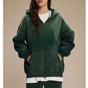 Custom Men's Half Zip up Solid Color Hoodie Washed Technicis in Sustainable Knitted Fabric Washed Technique - Product Image 6