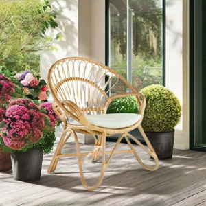Belle chaise en rotin naturel de haute qualité au design minimaliste, confortable pour manger à l'intérieur/à l'extérieur, mobilier d'extérieur durable - Product Image 3