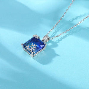 Collier pendentif en argent sterling de qualité supérieure avec pierre de corail de la mer des Mers du Moyen-Orient taillée en émeraude Jeulia - Product Image 6