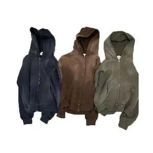 Wholesale Plain Man Blanket Cotton Zipper and Sweat Jacket Windproof Fashion Plaid 100% Organic Cotton Fleece Men Clothing Sus