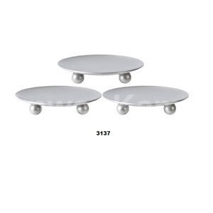 Set of 3 Silver Iron <b>Plate</b> Candle <b>Holder</b> Decorative Iron Pillar Candle <b>Holder</b> for Wax Candles - Product Image 1