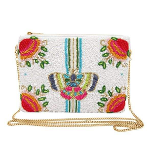 Classic Customized Shape <b>Glass</b> Beads Embroidery CLUTCH Bag with Mixed Colors Pattern Handmade Luxury Travel & Daily Use India - Product Image 4