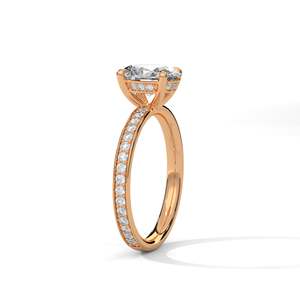 Anillo de Compromiso con Diamante Ovalado de Laboratorio, Anillo Solitario con Banda Pavé en Oro de 10K, 14K, 18K y Plata 925, Anillo de Promesa con Corte Ovalado, Maz - Product Image 6
